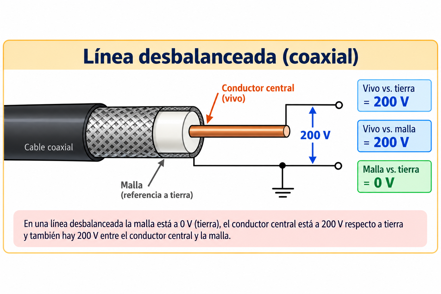 Esquema de una línea no balanceada